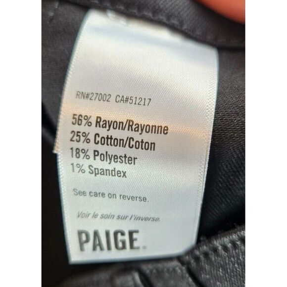 PAIGE Women's Mayslie Slim Jean Black Fog Luxe Coating Ankle High Rise Sz 28 - Picture 8 of 11